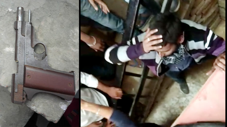 public catched the bank robber in kanpur