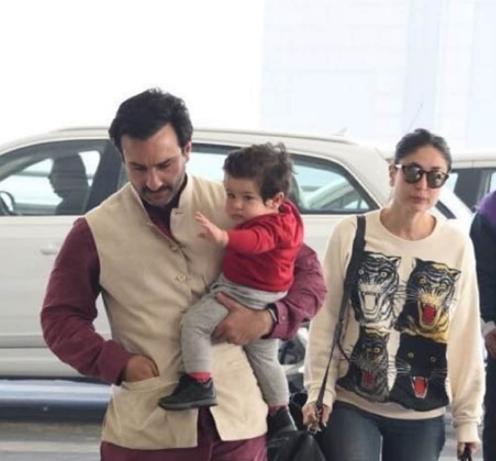 Taimur enjoying snowfall in Switzerland with Saifeena 