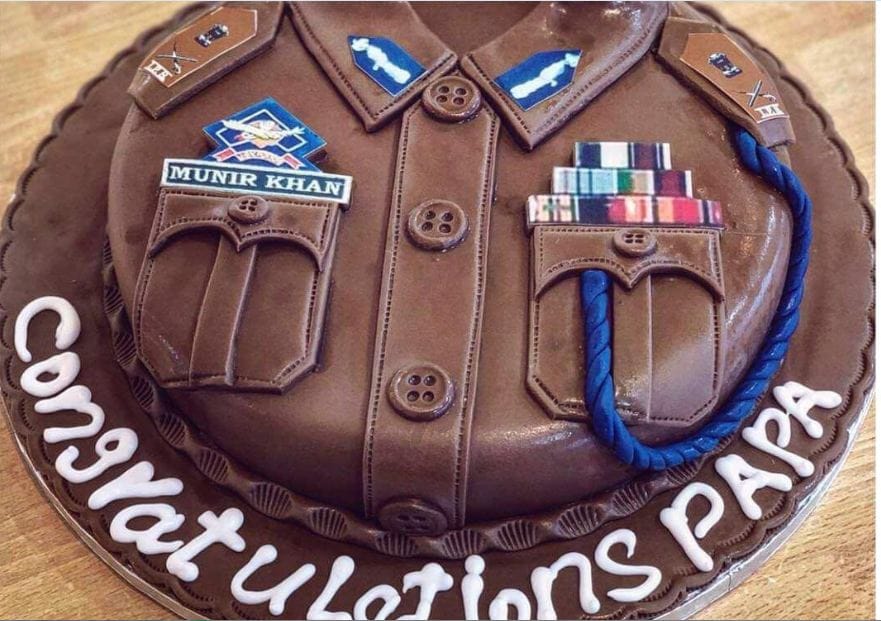 ADGP MUNIR KHAN'S SON son prepared  a cake on his promotion