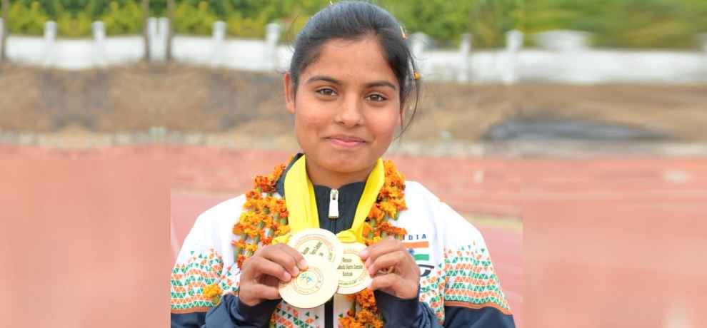 Seema won three gold medal in national athletics championship 