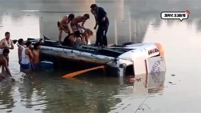 BUS FALLS IN BANAS RIVER NEAR SAWAI MADHOPUR OF RAJASTHAN