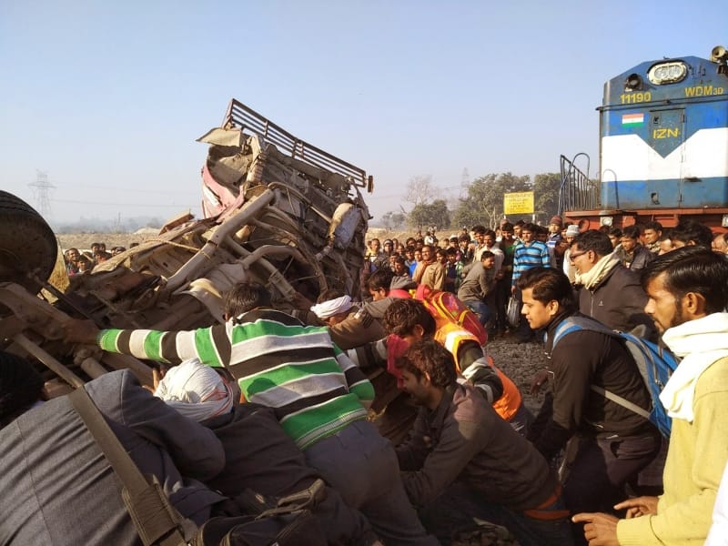 passenger worried after train get jerk on canal in kasganj