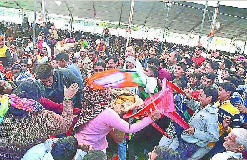 Tossed chairs in Jansabha 