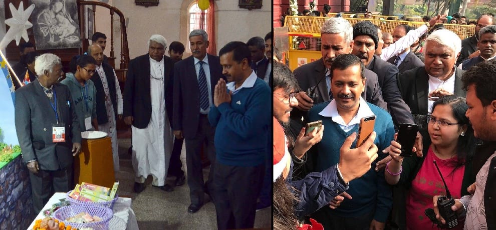 kejriwal went to church at gol market