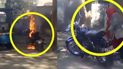 GHATAMPUR POLICE STATION WOMEN BEATS POLICE INSPECTOR AND BURN BULLET IN KANPUR