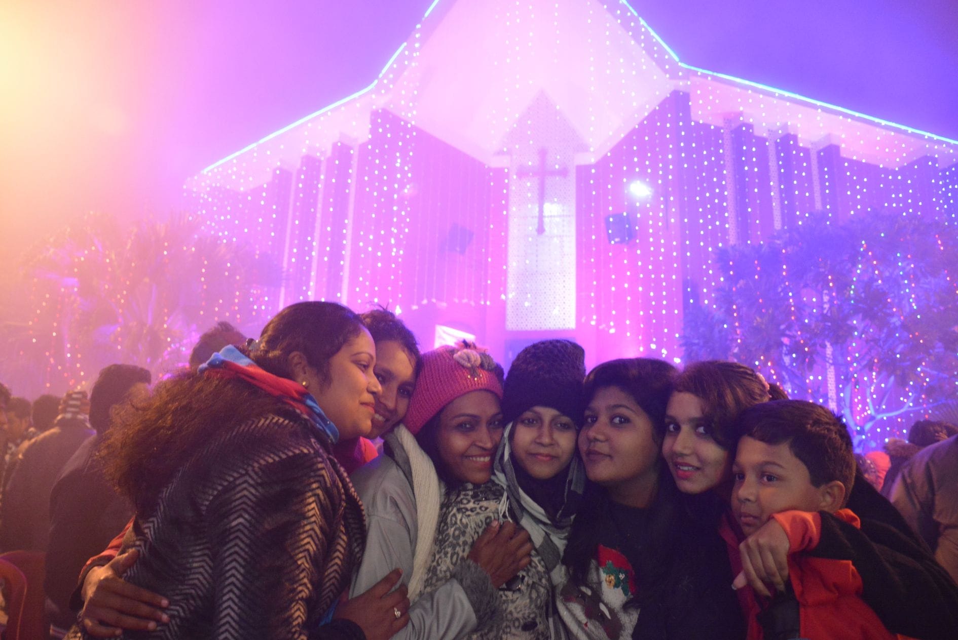 youth crazy for selfi and bone fire party on christmas eveing
