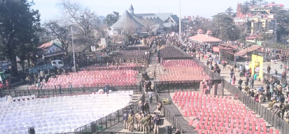 preparation for oath taking ceremony of new himachal govt 