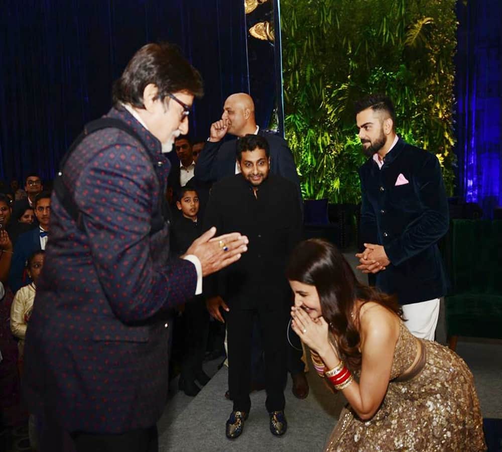amitabh bachchan reached at virat and anushka mumbai reception