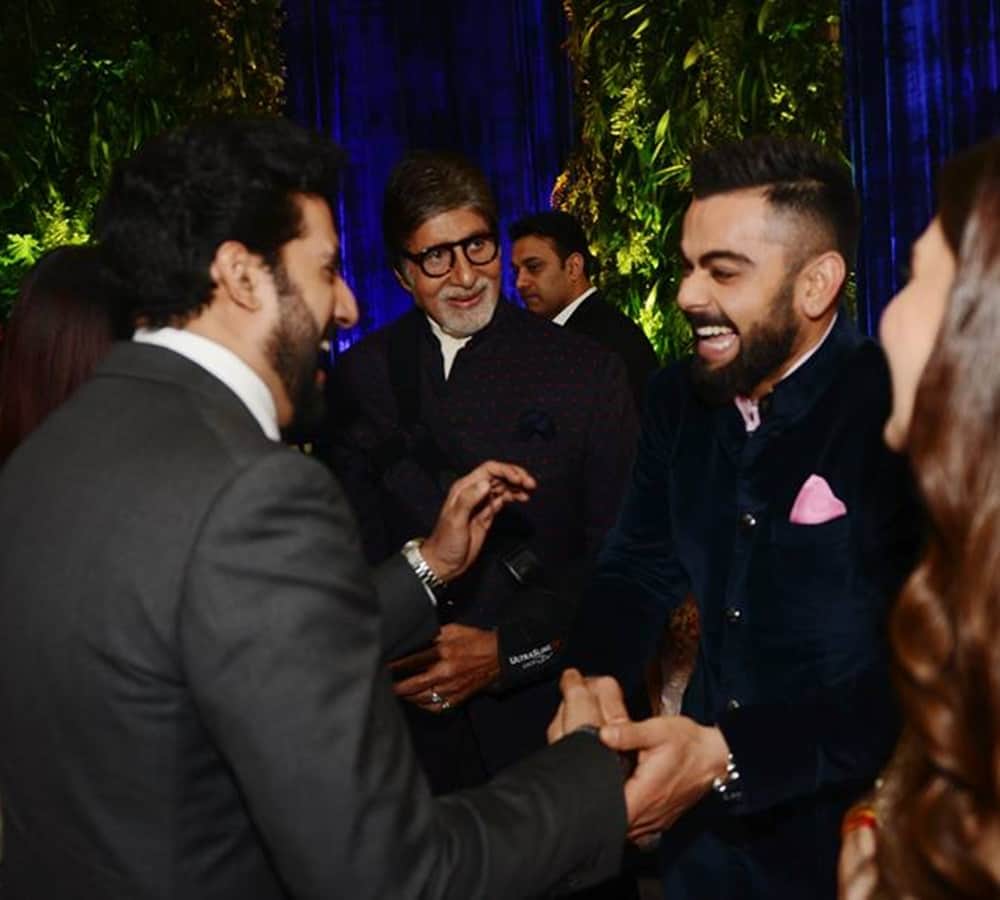 amitabh bachchan reached at virat and anushka mumbai reception