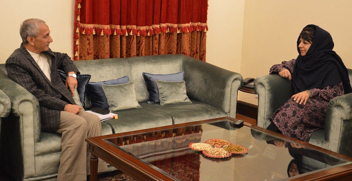 mehbooba mufti meets to dineshwar sharma in jammu and kashmir