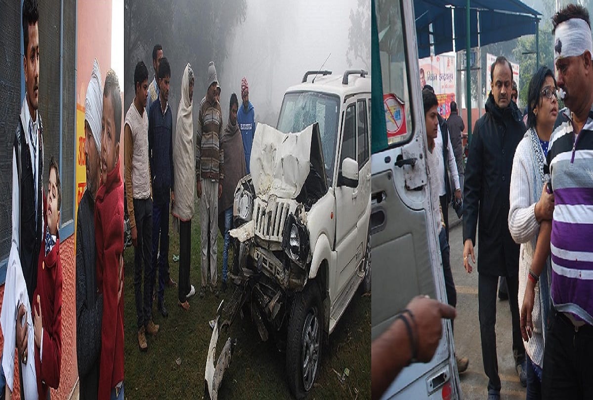School bus and car accident in fog, 18 injured
