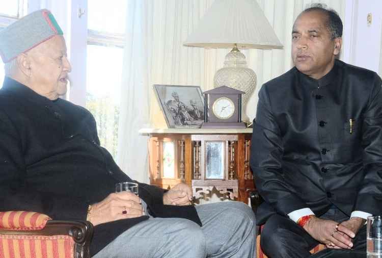 cm jairam thakur meets virbhadra singh and prem kumar dhumal