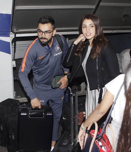 After mumbai reception virat kohli and anushka sharma leaves for south africa