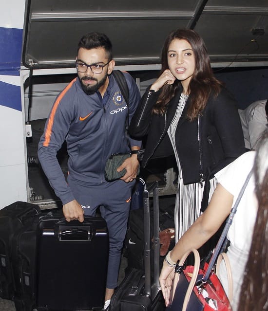 After mumbai reception virat kohli and anushka sharma leaves for south africa
