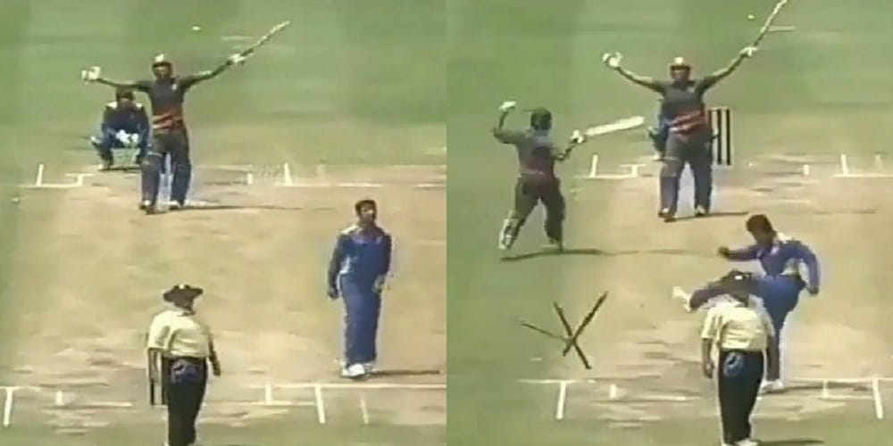 pragyan ojha kicked stump video goes viral