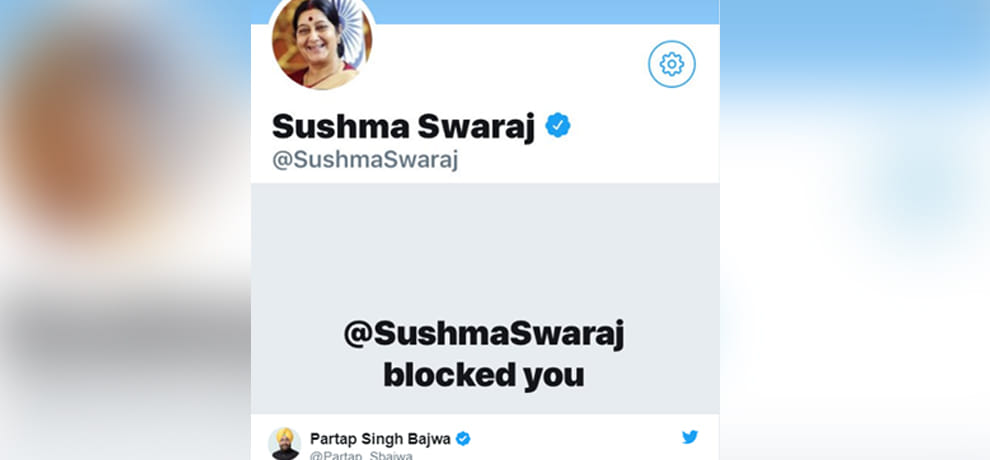 sushma swaraj blocked congress MP on twitter after he raises questions on missing indians in iraq