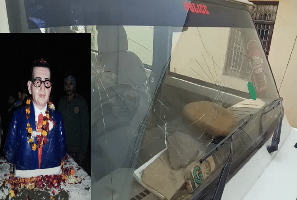 rajasthan alwar stones pelted on police team after a group tried to establish ambedkar-s statue