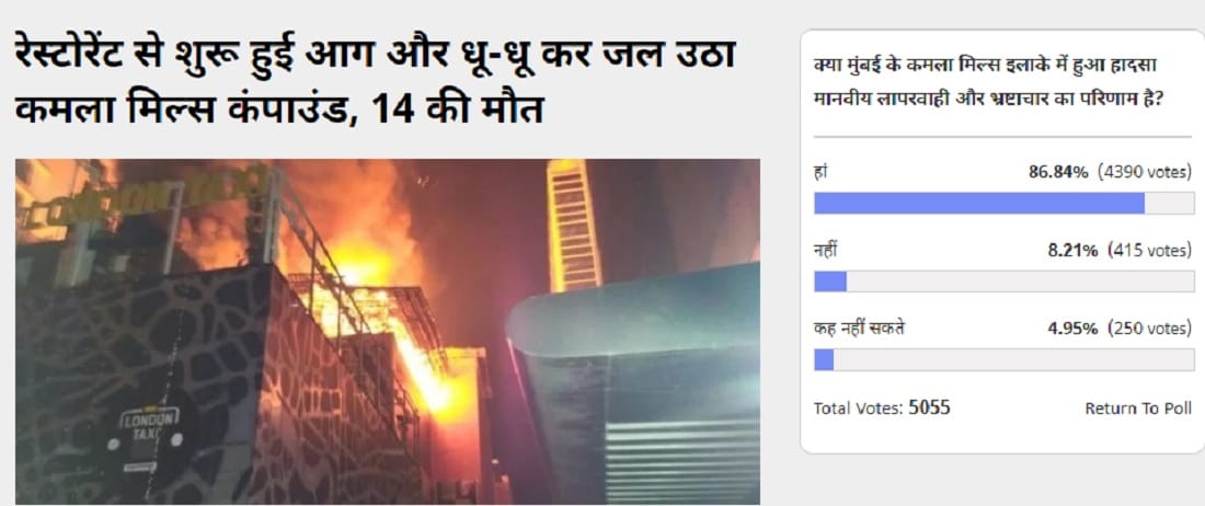Amar ujala Poll: Mumbai's kamala mills fire incident is the result of human negligence