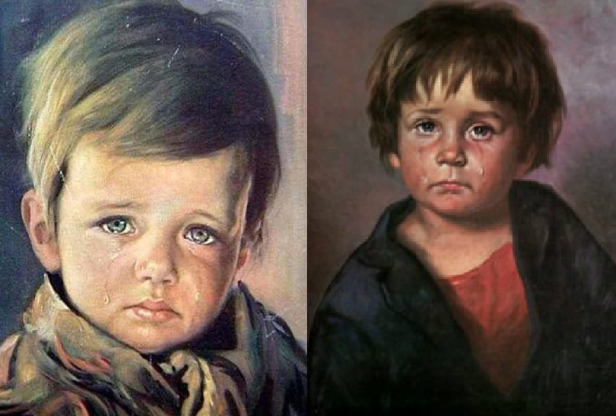 Famous Painter Giovanni Bragolin crying boy painting become the cursed for the people 