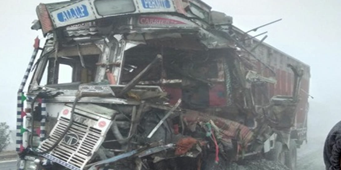 High speed truck on the National Highway collided with bus
