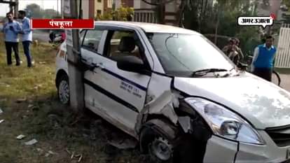 Fast moving car accident in panchkula hariyana 