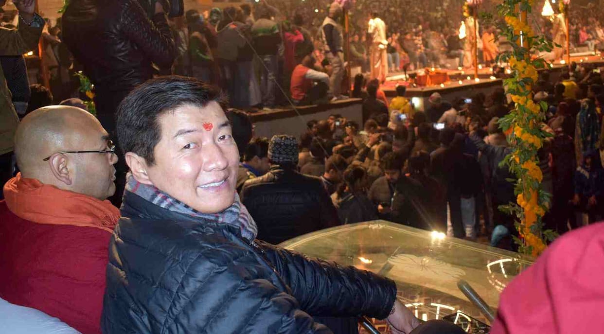 Tibetan President see ganga arati in varanasi