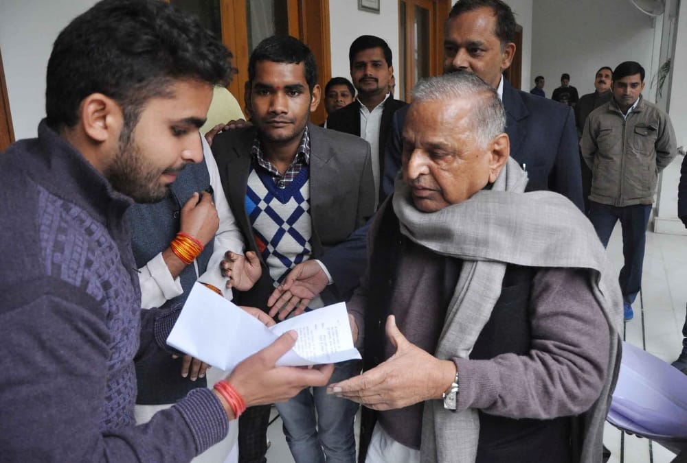 mulayam singh yadav and shivpal yadav in lucknow.