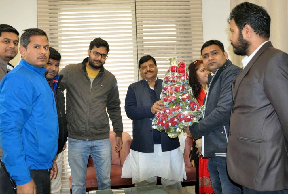mulayam singh yadav and shivpal yadav in lucknow.