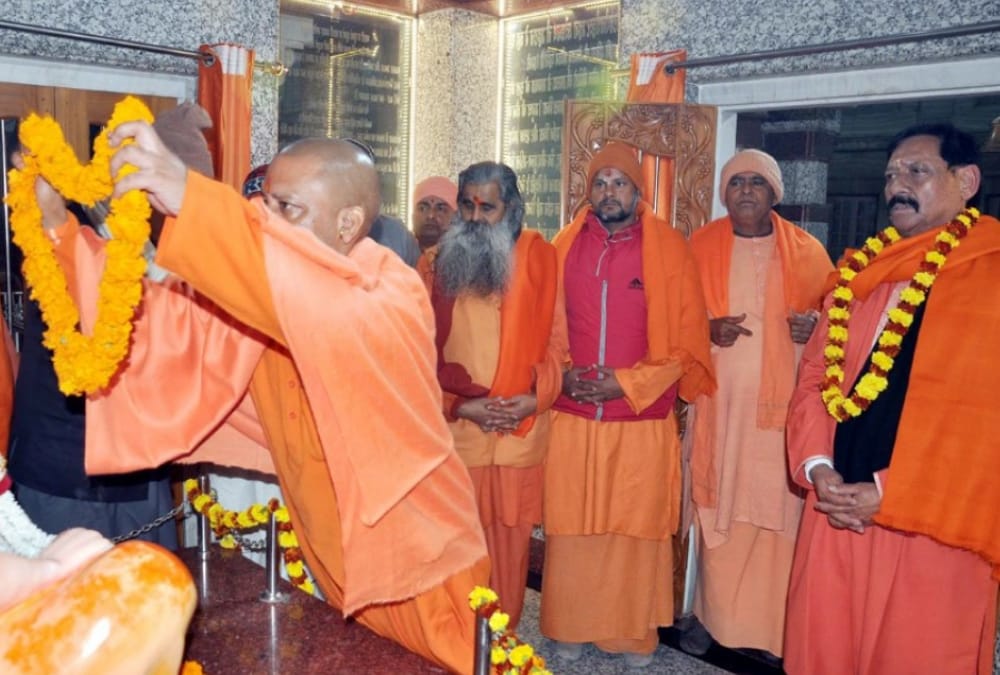 yogi adityanath celebrates new year in gorakhpur.