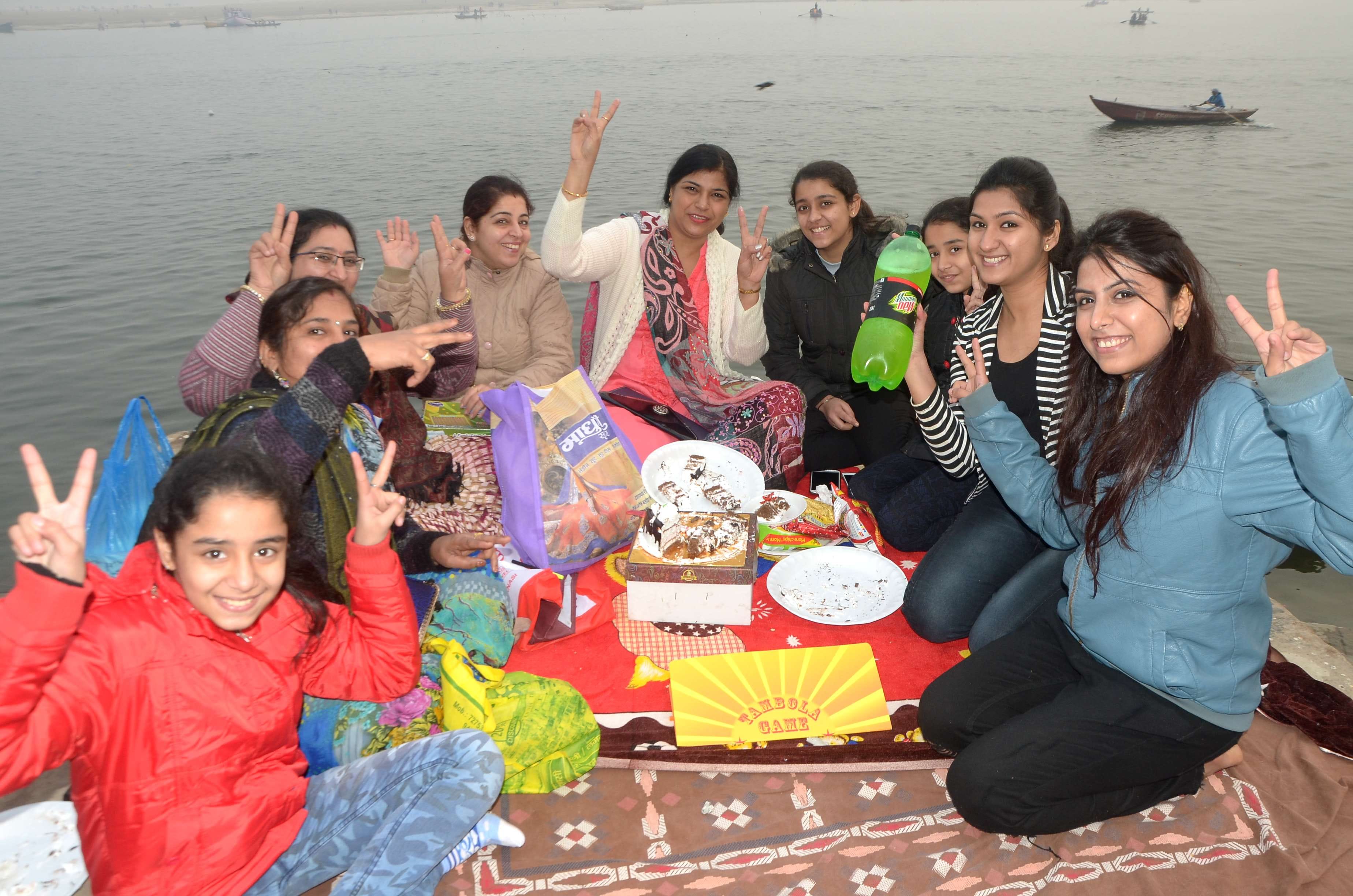 New year celebrations at picnic spots and malls in varanasi