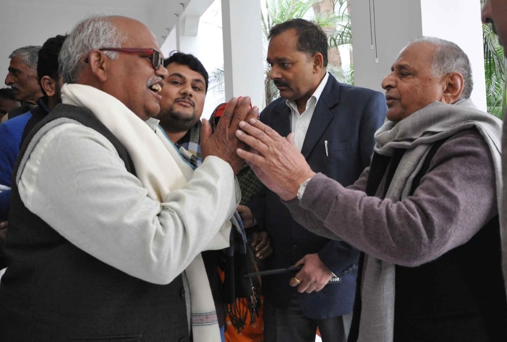 mulayam singh yadav and shivpal yadav in lucknow.