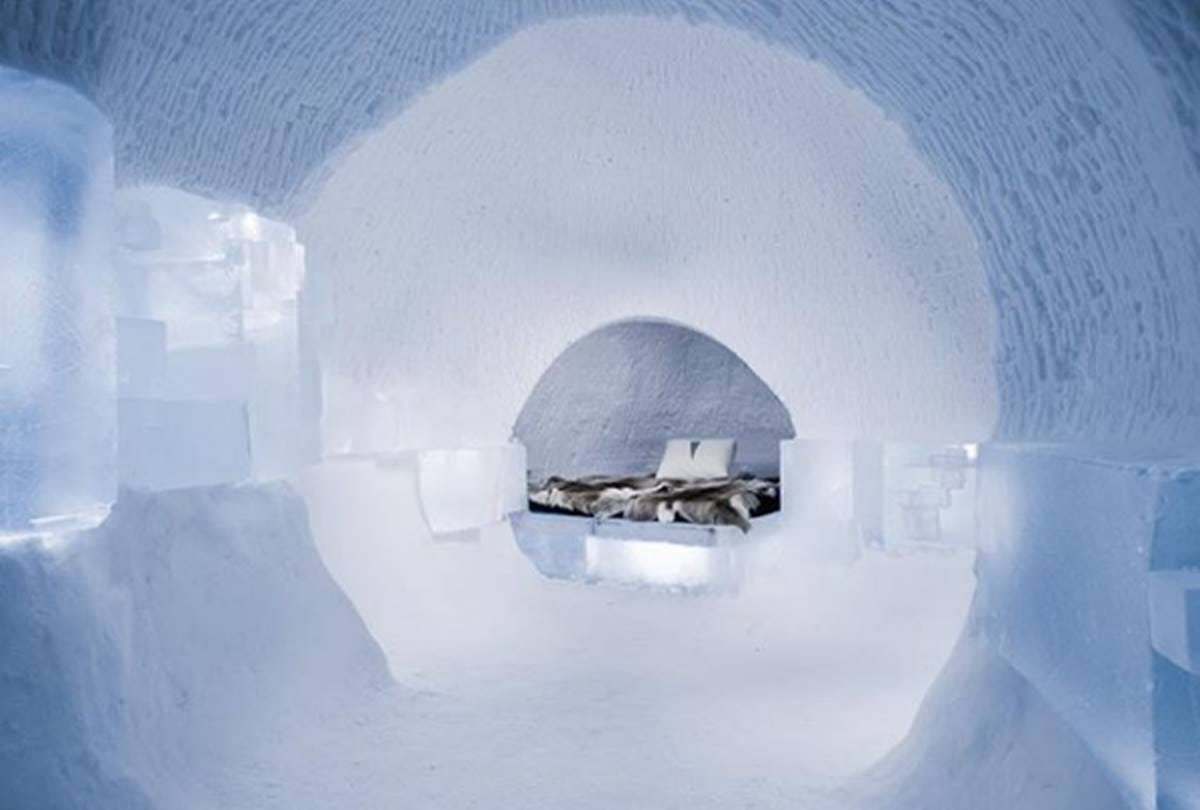 The unique ice hotel whose texture changes every year in 