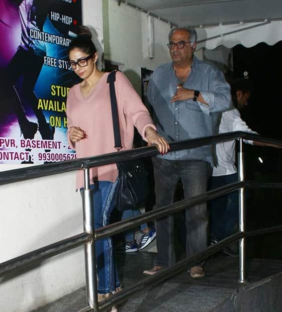 Ishaan Khatter and Janhvi Kapoor spotted outside a multiplex with Sridevi and Boney Kapoor