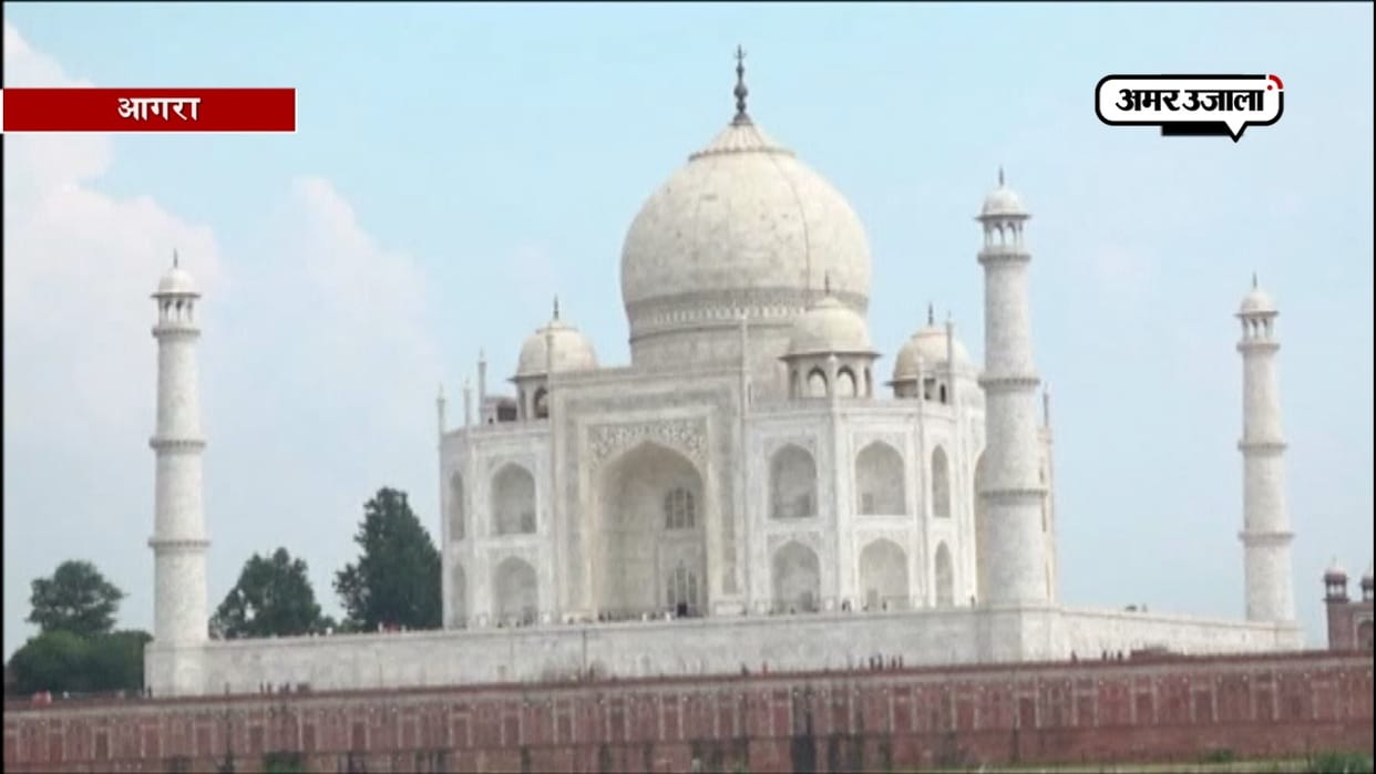fly drone camera near taj mahal 