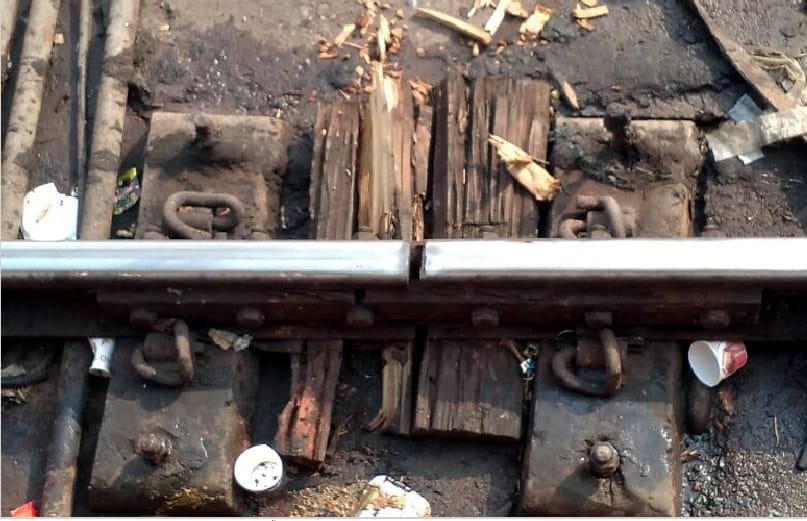Goods train passes through broken track
