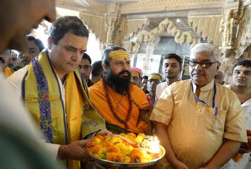 rahul gandhi can be seen in rajasthan temples