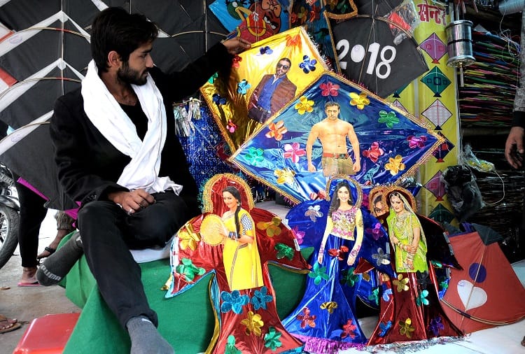 rajasthan jaipur- kite of pm modi salman khan available in kite market