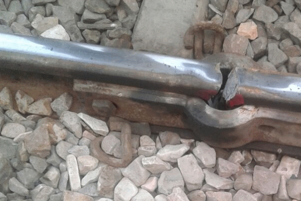 early morning broken railway track on mathura junction 