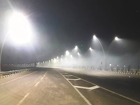 Express-Way Flattening with Solar Lights