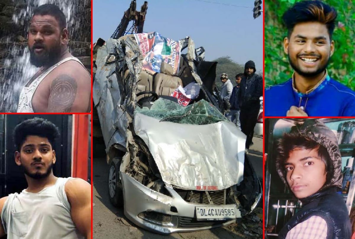 car collided with the divider and four men including two power lifting champions dead