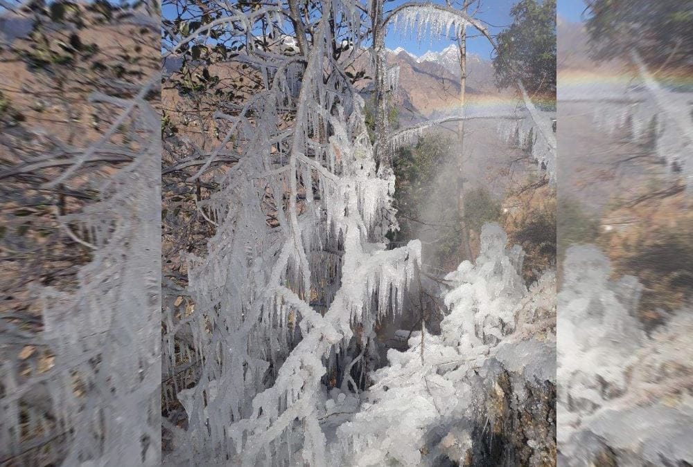 uttarakhand hilly area freeze from cold