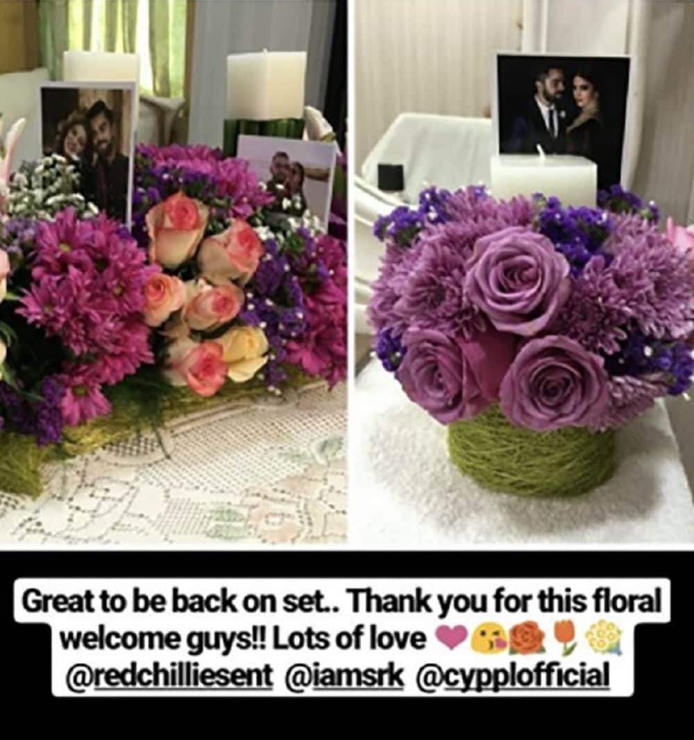 Newlywed Anushka Sharma gets warm welcome with flowers from her co-star shah rukh khan