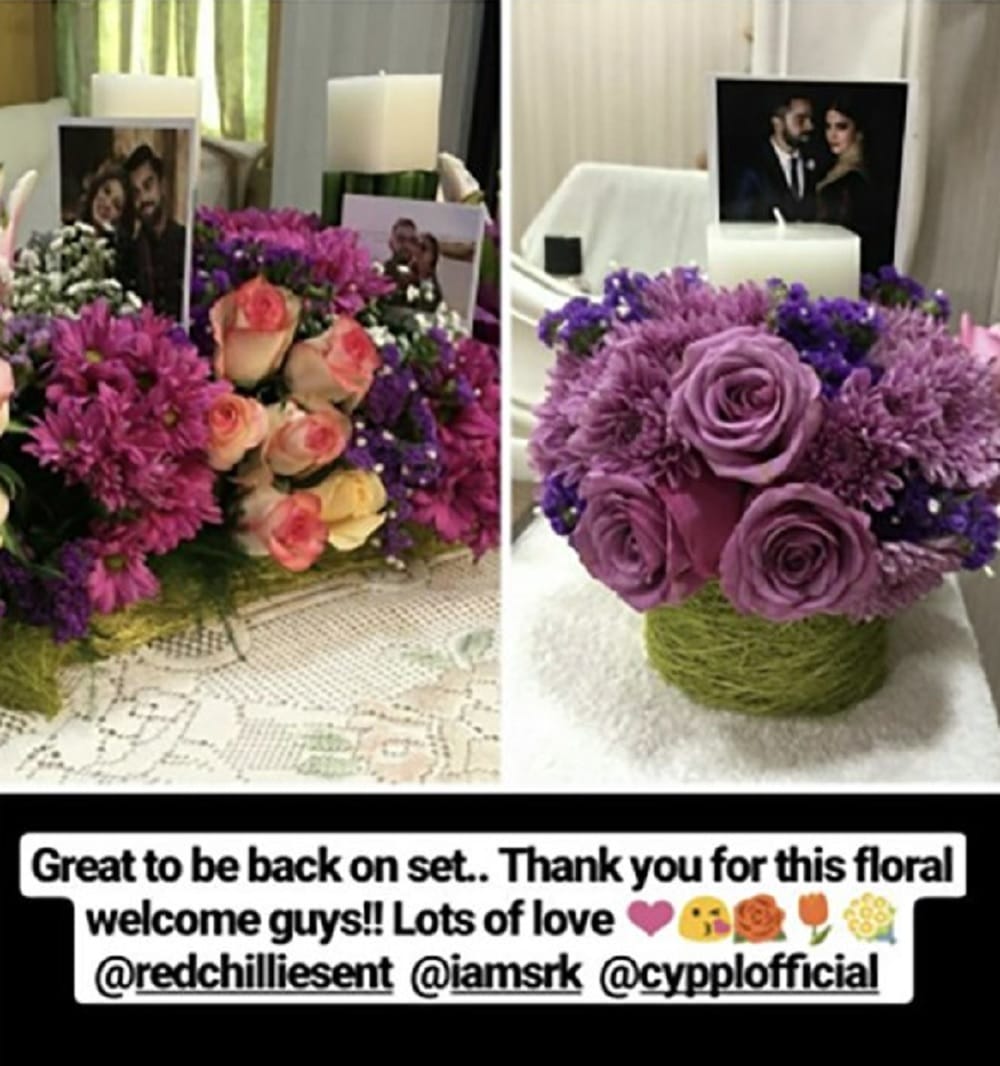 Newlywed Anushka Sharma gets warm welcome with flowers from her co-star shah rukh khan