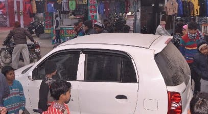 Car catches fire, driver burnt