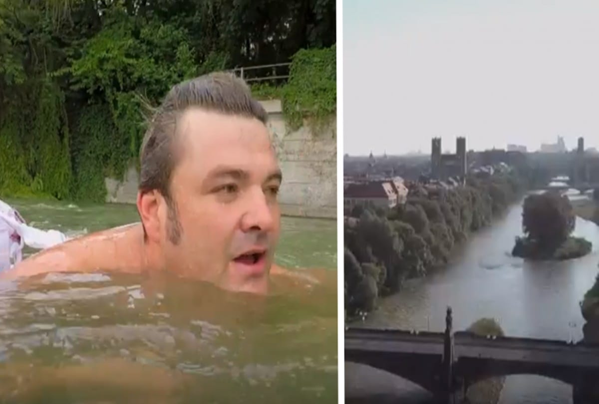 German Man Swims in river to reach office on time every day avoid heavy traffic