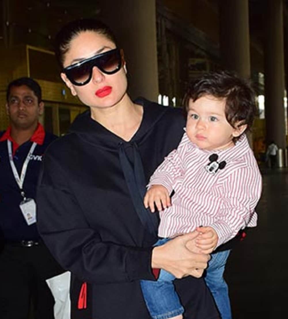 pataudi prince Taimur looks sad as he returned with mummy kareena kapoor from his swiss vacations