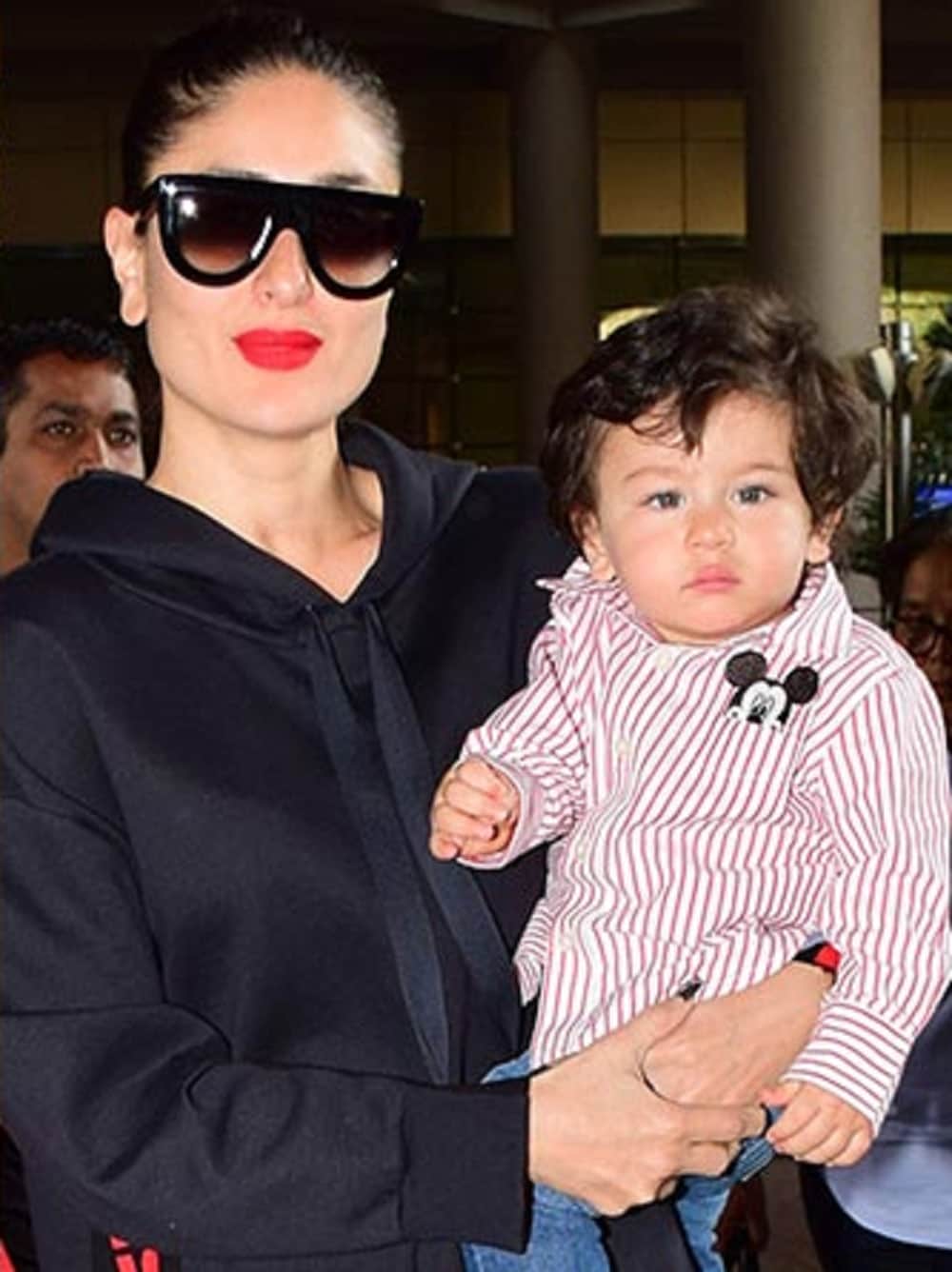 pataudi prince Taimur looks sad as he returned with mummy kareena kapoor from his swiss vacations