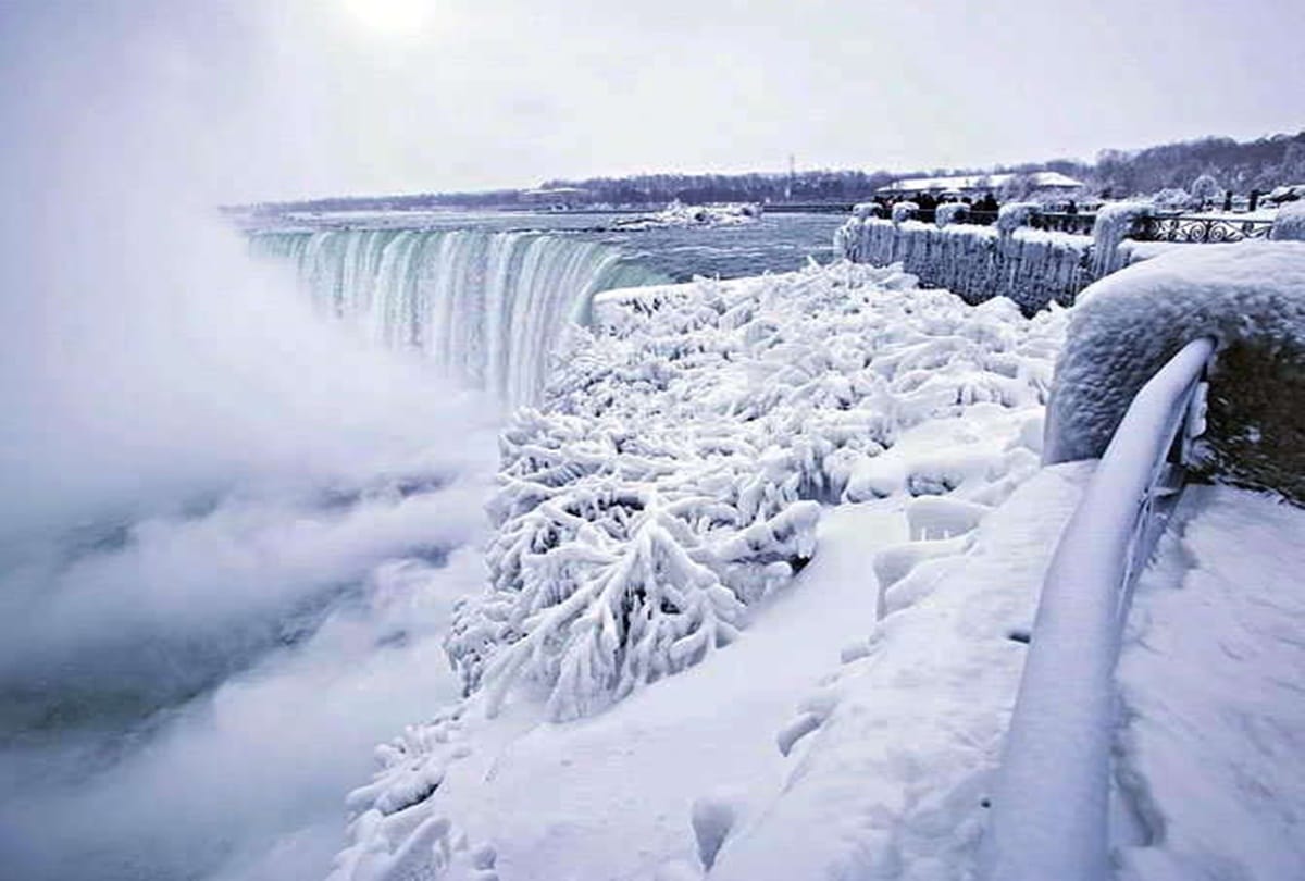 The worlds biggest fall niyagra affects in front of the cold  