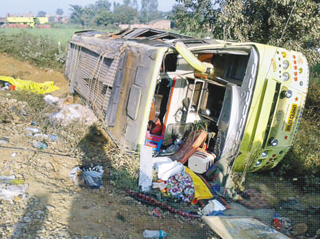 One killed, 10 injured in pilgrim bus overturn