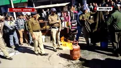 FIRE BRIGADE IN CHAMPAWAT PERFORMS DEMO TO SHOW TO TO STOP GAS CYLINDER FIRE